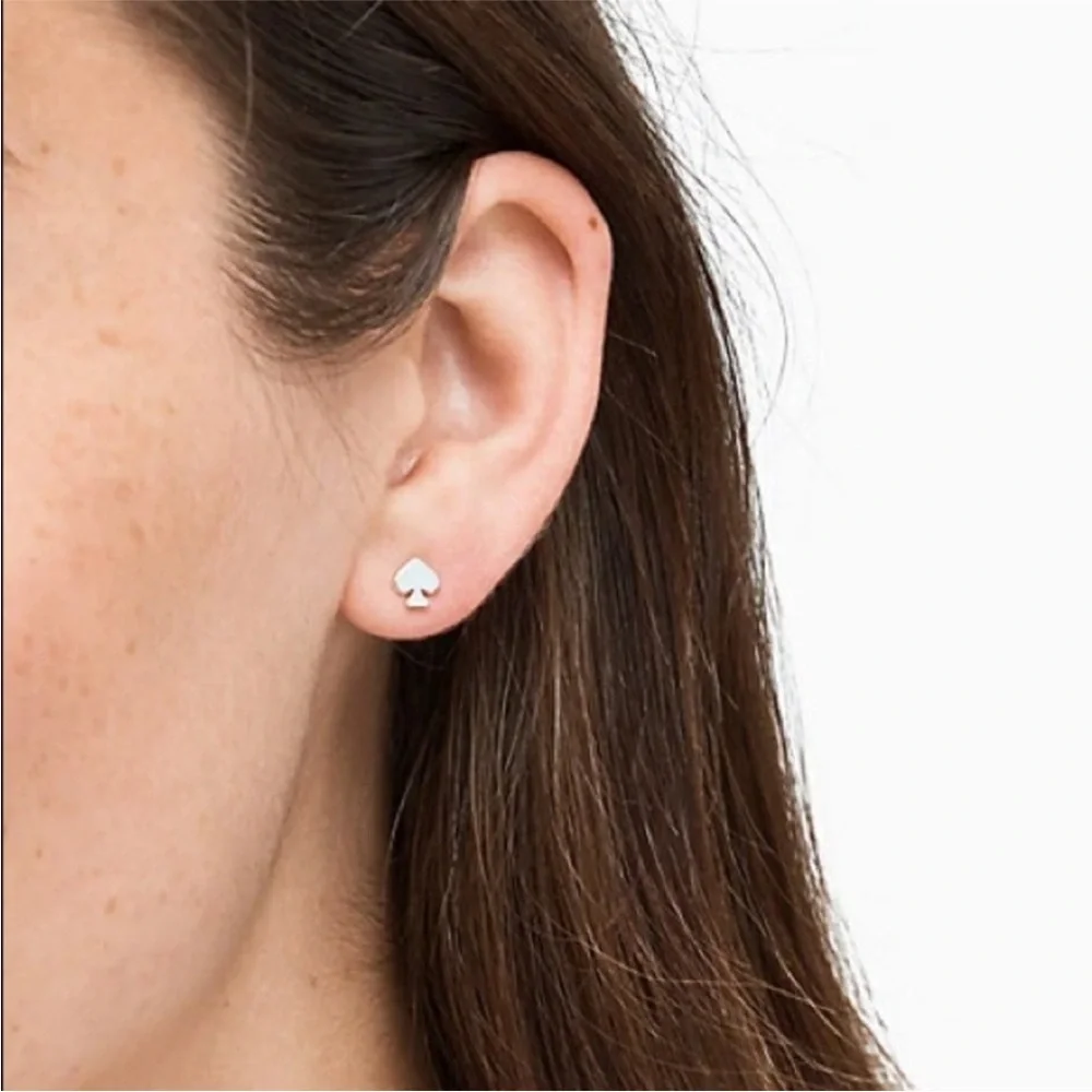 kate spade silver signature spade mini stud earrings - Picture 2 of 7